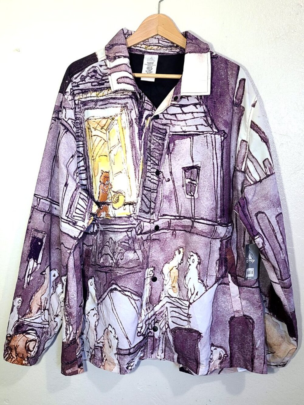 NWT Disney the aristocats Coach Snap Windbreaker Jacket Adult 2XL Watercolor